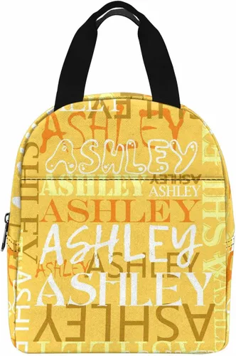Vista 34 de InterestPrint Bolsa de almuerzo con nombre personalizado para hombres y mujeres, color rosa, blanco y negro, con lunares personalizados, enfriador