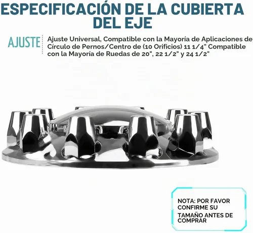 Vista 4 de Cubierta de eje de 1.299 in cromada con rosca estándar con 2 cubiertas de rueda de eje delantero, tapas de cubo extraíbles para semirremolque