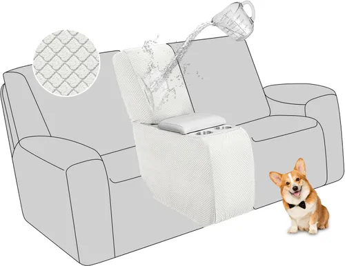 Vista 9 de ALIECOM Funda para Consola Central de Sillón Reclinable, Funda Elástica para Sofá Seccional Reclinable en Forma de L, Funda de Esquinas para Sofá
