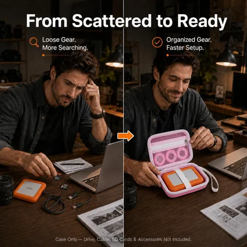 Vista 8 de Estuche para disco duro LaCie Rugged Mini USB-C 1TB-5TB, almacenamiento de Rosa