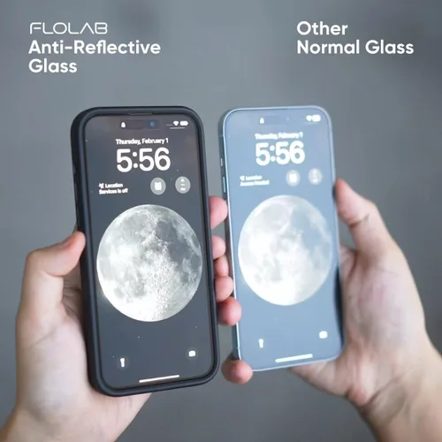 Vista 4 de FLOLAB NanoArmour ONETIME PRO - Protector de pantalla para iPhone 15, antirreflectante, antirarcoíris, vidrio templado 3D, ultra transparente