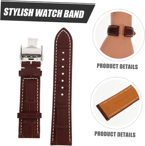 Vista 6 de Correa de reloj para hombre, correa de reloj de cuero, correa universal para la piel, correa de reloj de acero inoxidable