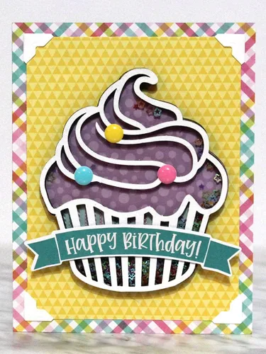 Vista 3 de Cupccake Shaker Metal Troqueles troquelados, para fiesta de cumpleaños, para helado, troqueles cortados, álbumes de recortes, papel decorativo