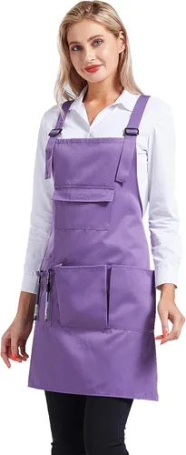 Vista 8 de Nanxson Delantal ajustable para mujer, delantal de trabajo profesional con bolsillos para herramientas CF3010 Women Apron with 4