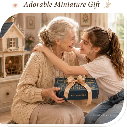 Vista 6 de iLAND Muebles de Casa de Muñecas Sofá Seccional en Miniatura para Decoración de Casa de Muñecas Compatible con Accesorios a Escala 1/12, Sofá