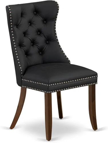 Vista 8 de East West Furniture ANDA5-AWA-12 - Juego de mesa de cocina de 5 piezas, incluye una mesa de comedor redonda con pedestal y 4 sillas Parson tapizadas