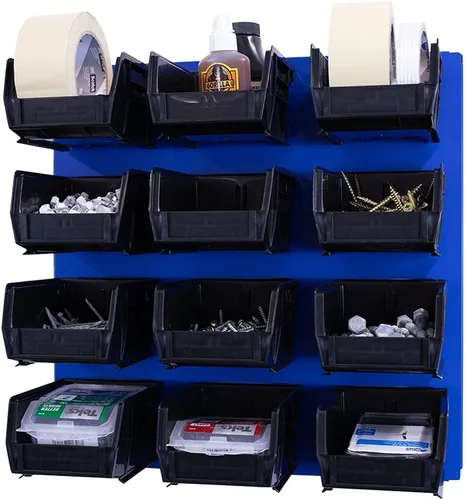 Vista 7 de OmniWall Sistema de almacenamiento de contenedores: sistema de organización de herramientas de garaje de metal montado en la pared de 16 x 16 Negro