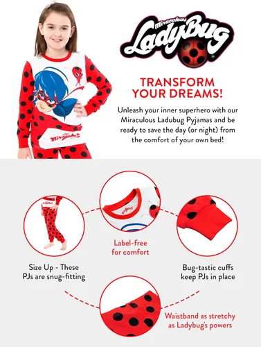 Vista 7 de Miraculous Ladybug Girls' Lady Bug Pajamas