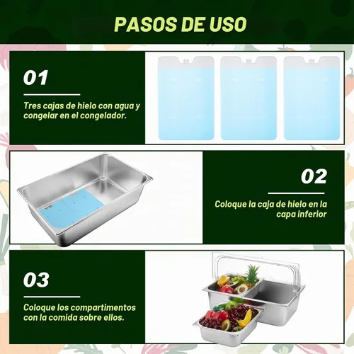 Vista 5 de Tessco for you 16 piezas de contenedor de condimentos para servir alimentos y especias, con tapa, para exhibición en mostrador, enfriado, de acero