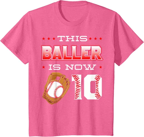 Vista 58 de This Baller Is Now 10 - Camiseta de béisbol para fiesta temática de cumpleaños número 10, Negro