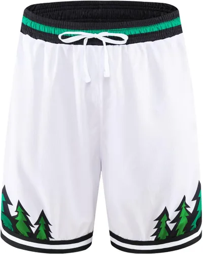 Vista 4 de Flyingyan Pantalones cortos deportivos de baloncesto para hombre con bolsillos con cremallera, pantalones cortos de malla para entrenamiento