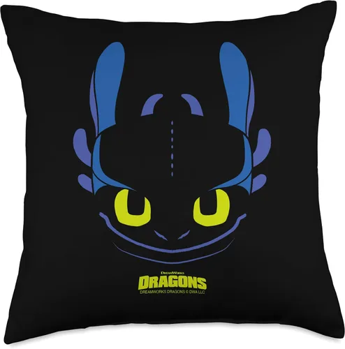 Vista 5 de DreamWorks Dragons Toothless Night Fury - Almohada para disfraz de cara grande, 16 x 16 pulgadas, multicolor