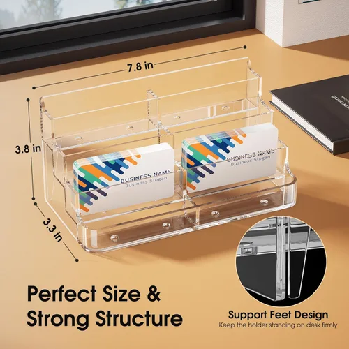 Vista 3 de MaxGear Tarjetero acrílico para escritorio, múltiples tarjeteros de visita, soporte de tarjetas premium para espacio de trabajo, soporte