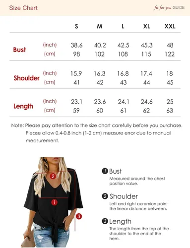 Vista 4 de AWULIFFAN Women's Casual V Neck Batwing Sleeve Tops Tie Front Chiffon Blouses Button Down Shirts