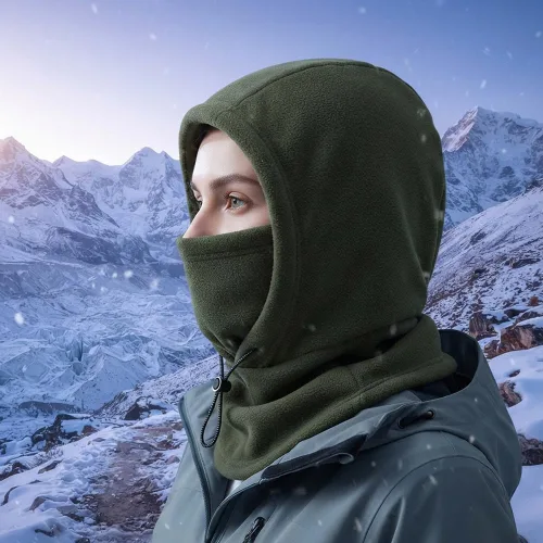 Vista 9 de 3 in 1 Winter Hood Fleece Face Mask & Neck Warmer for Cycling Multicolor 4pc