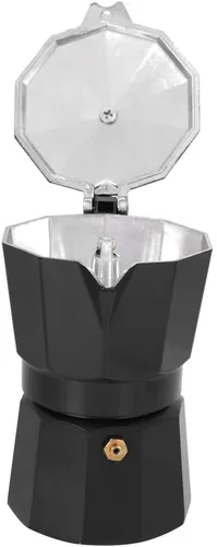 Vista 4 de Olla para hacer café expreso, 5.1 fl oz, 3 tazas de aluminio, cafetera italiana espresso greca, cafetera percoladora (negro)
