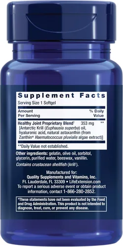 Vista 2 de Life Extension Krill Healthy Joint Formula, 30 cápsulas blandas
