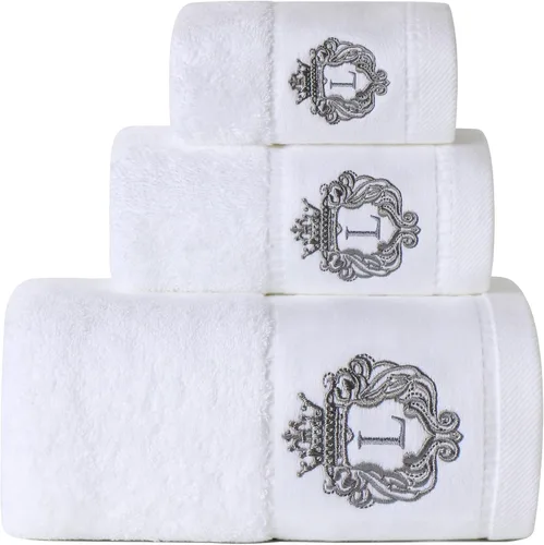 Vista 26 de Juego de toallas de baño de lujo súper suaves y altamente absorbentes de 100% algodón premium para regalos (Azul-A)