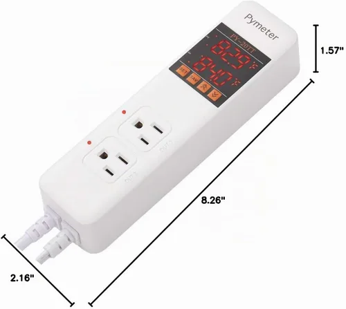 Vista 9 de Controlador digital de temperatura, termostato de reptil de sonda doble, salida controlada para tapete térmico de terrario, almohadilla