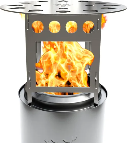Vista 4 de YEFU Deflector de calor para fogata para estufa Solo Mesa, difusor de calor portátil para fogata de mesa de 5 pulgadas, captura y redirige el calor