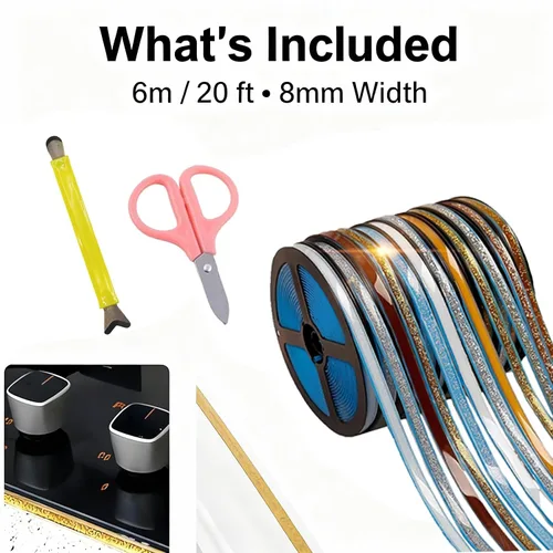 Vista 8 de Cinta adhesiva para embellecer huecos (6 M/20 pies), cinta adhesiva impermeable para calafateo para baño, cocina, inodoro, bordes de pared (negro)