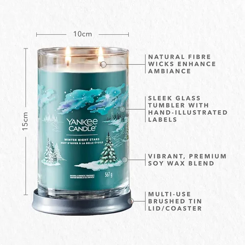Vista 4 de Yankee Candle Winter Night Stars - Vela en vaso grande Rosa, ámbar, almizcle, doble mecha, para mujer