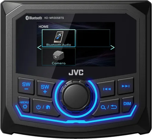 Vista 3 de JVC Receptor AM/FM/WB con pantalla LCD de 2.7 pulgadas, 4 altavoces negros de barco de potencia máxima de 6.5 pulgadas, 180 W, antena de radio negra