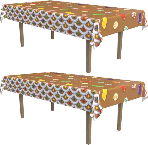 Vista 28 de Beistle Mantel de casa embrujada, 54 x 108 pulgadas, 2 piezas, mantel de plástico, mantel rectangular, mantel de Halloween, mantel de vacaciones