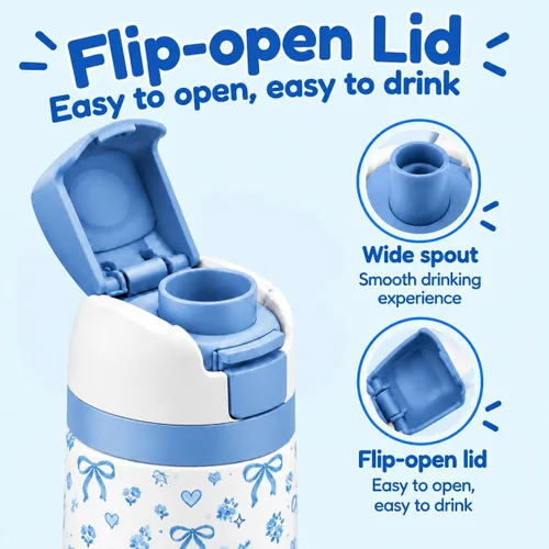 Vista 3 de Blue Bow - Botella de agua de 16 onzas, vaso de acero inoxidable aislado Azul (Blue Bow)