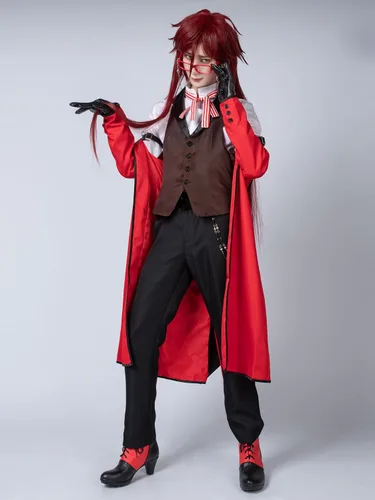 Vista 2 de Cosfun Kuroshitsuji disfraz negro Butler Grell Sutcliff Cosplay mp003219