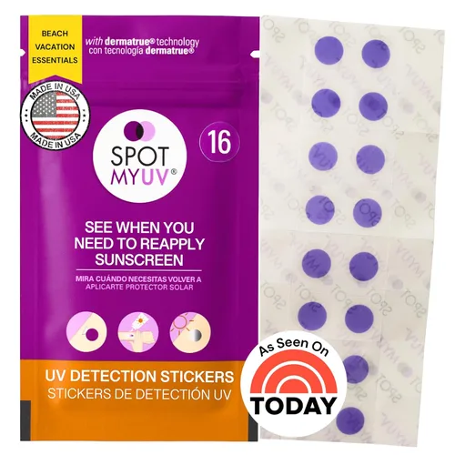 Vista 11 de SpotMyUV Calcomanías de detección UV para protector solar con tecnología patentada Dermatrue SPF Sensing, saber cuándo volver a aplicar protector