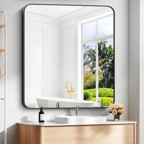 Vista 29 de DESBING 16"x20" Bathroom Mirror for Over Sink, Black Framed Wall Mirror Negro