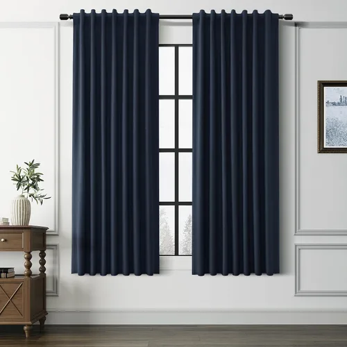 Vista 33 de Guken Cortinas opacas de lino, 2 paneles rústicos, elegantes, 100% opacas, con aislamiento térmico, banda de ganchos y trabilla trasera, 52 x 84