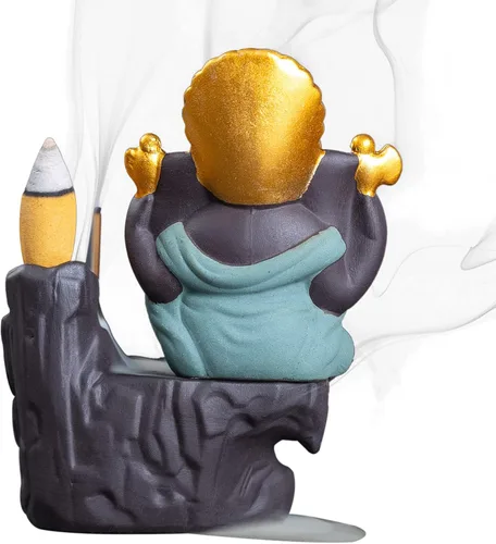 Vista 7 de Mini estatua de Ganesha, estatua de Ganapati Ganesh en soportes de incienso, ídolo de Ganpati, estatua de Ganesha, figura de Ganesha, Dios elefante