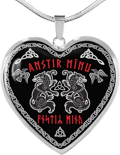 Vista 4 de My Love Nordic Elder Viking Runes - Collar con colgante de lobos paganos nórdicos