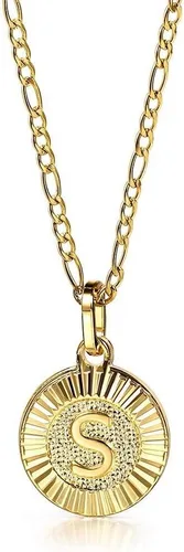Vista 2 de Trendsmax Collar con inicial para mujer, chapado en oro, con dije de letra redonda, cadena A-Z Figaro