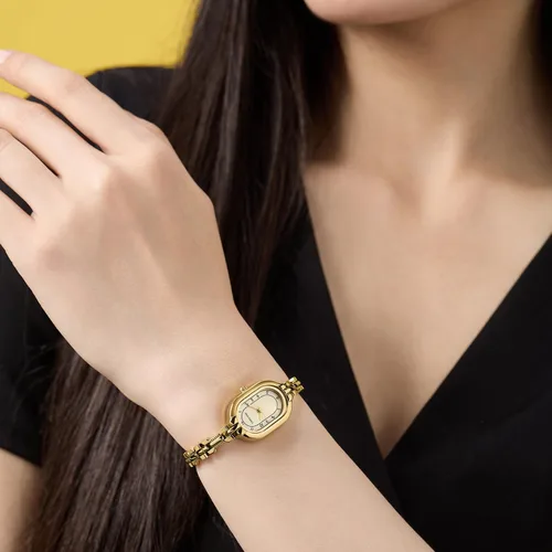 Vista 6 de CHEETAH Reloj de pulsera de oro para mujer, pulsera vintage pequeña, esfera numérica fácil de leer, resistente al agua