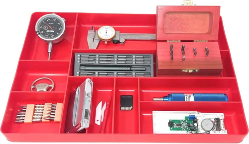 Vista 5 de MLTOOLS Bandeja organizadora de cajones de herramientas – Bandeja de herramientas para el hogar y el garaje de 10 compartimentos – Soporte apilable