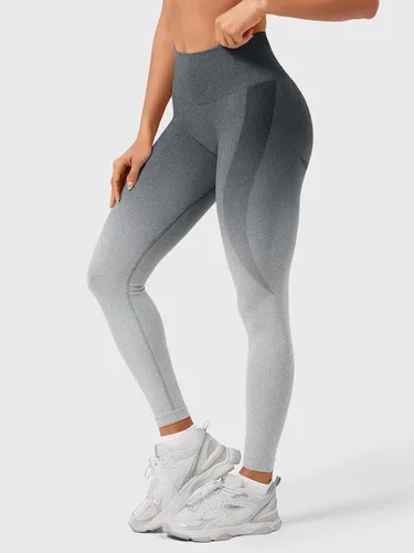 Vista 2 de HIGORUN - Leggings sin costuras para mujer, moldeadores, con diseño gráfico de sonrisas, de cintura alta, para el gimnasio, yoga o hacer ejercicio