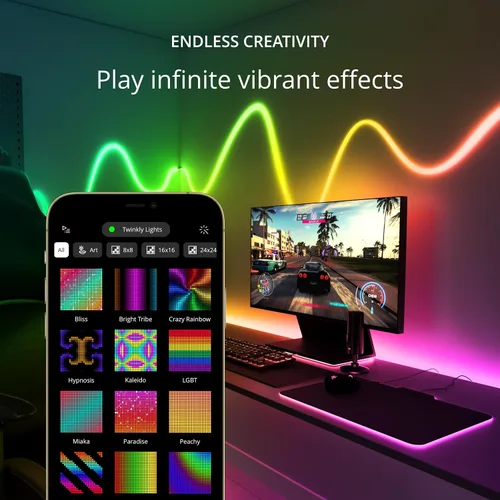 Vista 4 de Twinkly Línea - Kit de extensión adhesivo controlado por aplicación + tira de luz LED magnética con LED RGB (16 millones de colores). Extensible.
