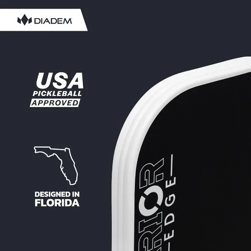 Vista 5 de Diadem Warrior Edge - Paletas de pickleball Cara de carbono grabado para máximo giro, protector aerodinámico de 16mm, agarre Comfort Max, núcleo