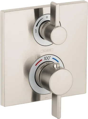 Vista 5 de hansgrohe Ecostat Square Embellecedor de Válvula de Ducha Termostática Moderna con Control de Temperatura y Desviador en Bronce Cepillado, 15714141