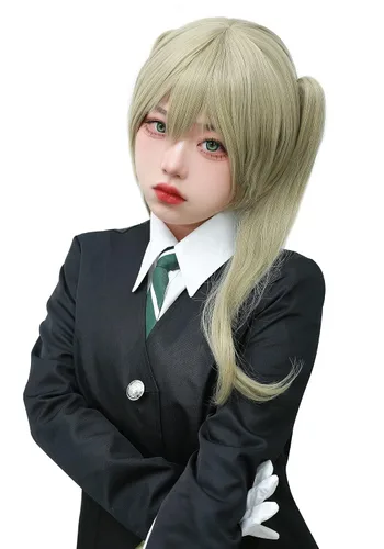 Vista 4 de DAZCOS Anime Flaxen Peluca Cosplay Marrón Claro (Lino)