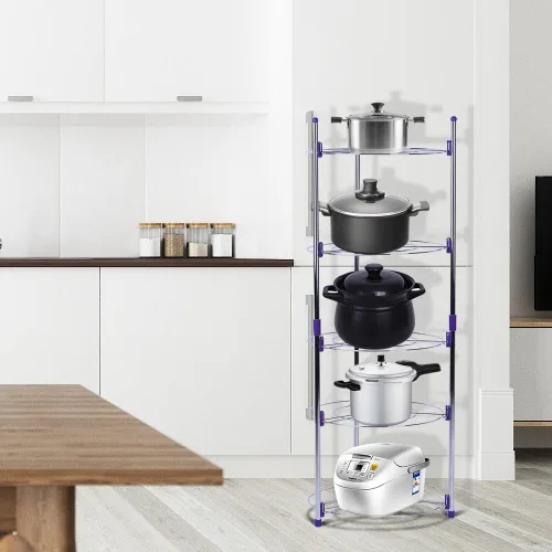 Vista 3 de Organizador de ollas, organizador de ollas y sartenes de 5 niveles para organización y almacenamiento de cocina, soportes ajustables para tapas