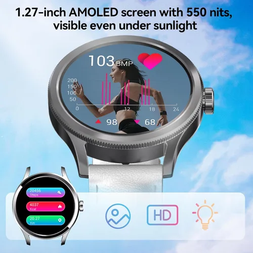 Vista 2 de Relojes inteligentes para mujer, rastreador de fitness HD de 1.27 pulgadas (respuesta/hacer llamadas), más de 120 modos deportivos con monitor