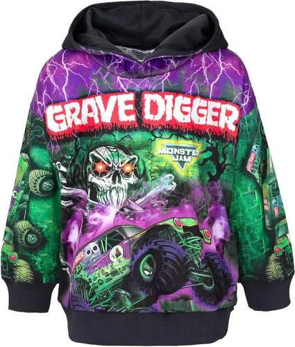 Vista 9 de Sudadera con capucha de forro polar Monster Jam para niños de pequeño a grande Grave Digger El Toro Loco Megalodon Sparkle Smash