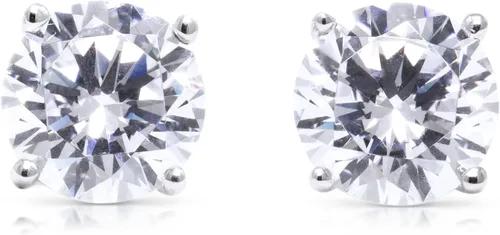 Vista 2 de Aretes de diamantes de moissanita de oro blanco de 14 quilates para hombres y mujeres, aretes de diamante de imitación de oro sólido para hombres