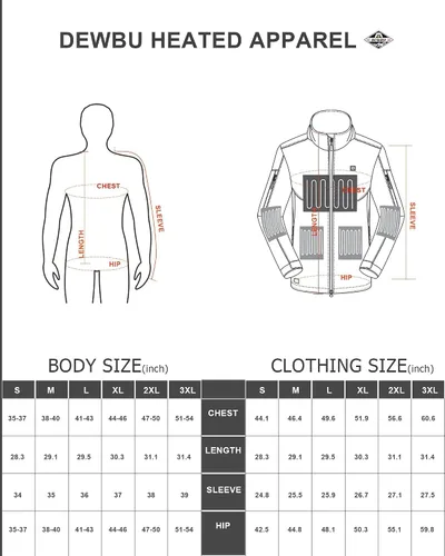 Vista 6 de DEWBU Soft Shell Heated Jacket for Men with 12V Battery Pack and Detachable Hood Outdoor Electric Heating Coat