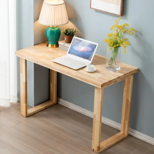Vista 10 de Escritorio de madera maciza con cajones, escritorio de computadora de madera para oficina en casa, escritorio de estudio de juegos para espacios