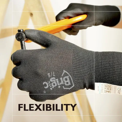 Vista 5 de 12 pares de guantes de trabajo con revestimiento de poliuretano, guantes de trabajo ecológicos para hombres y mujeres, excelente agarre, paquete a